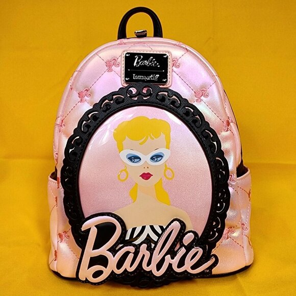 Loungefly Barbie Iridescent the Original Barbie 1959 Quilted Pink Mini Backpack